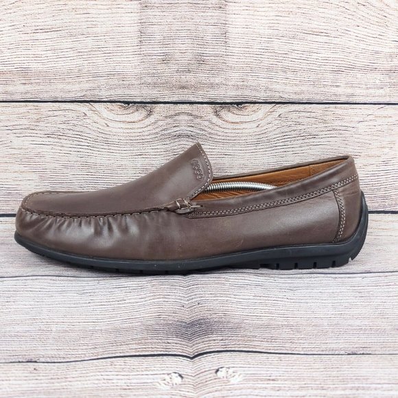 Ecco Mens Brown Leather Square Toe Slip On Casual Loafer Shoes Size US 13 EU 46 main image 6